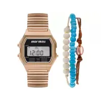 Relógio Feminino Digital Mormaii Vintage - MOJH02AX/K4J Rosé com Acessórios em oferta na Magazine Luiza