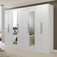 Guarda Roupa Casal 8 Espelhos 8 Portas 2 Gavetas Nova York Yescasa Branco em oferta na Casas Bahia