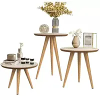 Kit 3 mesas MAJU apoio lateral e centro off white freijo - Compre Aqui em oferta na Magazine Luiza