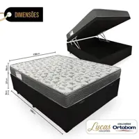 Cama Box Com Baú Casal + Colchão De Espuma D33 - Ortobom - ISO 100 138x188x60cm Preto em oferta na Casas Bahia