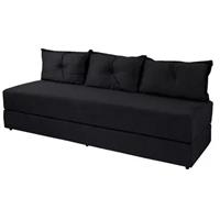 Imagem da promoção Sofá Cama Bicama Suede 3 em 1 Almofadas Dupla Face Preto - Veneza Estofados