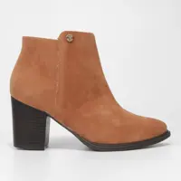 Bota Cano Curto Via Uno Cabra Feminina - Caramelo em oferta na Zattini