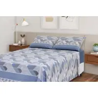 Jogo de Cama Queen Santista 100% Algodão - Royal Plus Niterói Azul 4 Peças em oferta na Magazine Luiza