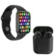 Kit 1 Relógio Inteligente SmartWatch W34 S Preto Troca Pulseira + 1 Fone Bt inPods i12 Preto- Smart em oferta
