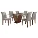 Conjunto Sala de Jantar Mesa Classic Tampo de Vidro 6 Cadeiras Vitória Cel Móveis em oferta