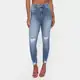 Calça Jeans Cigarrete Destroyed Push Up Barra Fio Cintura Alta Feminina - Sawary em oferta
