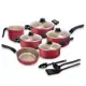 Jogo de Panelas 09 Peças Cereja Antiaderente c/ Tampa de Vidro + Utensílios - Marpal em oferta
