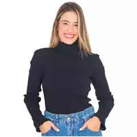 Imagem da promoção Blusa Cacharrel Feminina Gola Alta Lã Tricot Manga Longa - Giro Rápido