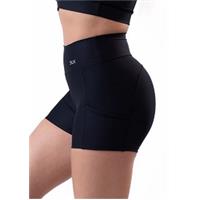 Short Preto Com Recortes E Bolsos Básico em oferta na DLK Moda