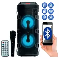 Imagem da promoção Caixa De Som Portátil Rádio Fm Bluetooth Usb Sd Microfone E Controle - Grasep