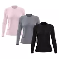 Imagem da promoção Kit 3 Camisetas Feminina Manga Longa Segunda Pele Térmica Proteção Solar UV 50 - DF