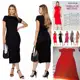 Vestido Midi Canelado Casual Básico Acinturado Modelador em oferta