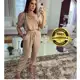 Conjunto De Duna Feminina cropped com manga princesa com elastico na barra E calca jogger em oferta