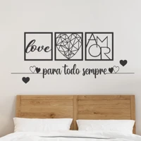 Imagem da promoção KIT 3 Quadros Para todo Sempre, Love e Coração Geométrico Amor + 2 Mini Apliques de Coração Frase de