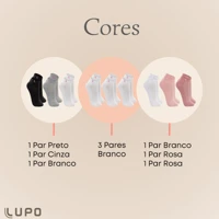 Imagem da promoção Kit 3 Pares De Meia Cano Curto Original Lupo Esportiva Feminina