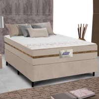 Imagem da promoção Cama Box Casal Colchão Molas Flora Bege 138x188x60cm