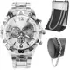 Relógio Masculino Casual Prova D'água Caixa + Corrente Pulseira Aço Inox - THAGSTORE em oferta