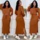 Conjunto Feminino de Frio Blusa e Saia Lãnzinha em oferta