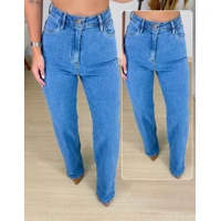 Imagem da promoção Calça Jeans Feminina Wide Leg Cintura Alta 100% Algodão