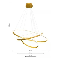 Imagem da promoção Lustre Led Pendente 3 Anéis Dourado 38w Luz 3000k 110v/220v