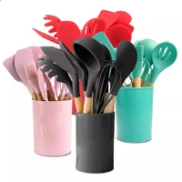 Imagem da promoção Kit 12 Utensílios De Cozinha Em Silicone E Cabo De Madeira