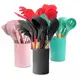 Kit 12 Utensílios De Cozinha Em Silicone E Cabo De Madeira em oferta