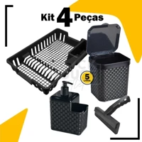 Imagem da promoção Kit Lixeira 5 Litros + Porta Detergente + Rodinho de Pia + Escorredor Louça