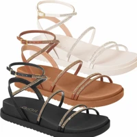 Imagem da promoção Sandália Feminina Rasteirinha Tamanco Papete Birken Flat Tiras Strass Original Brilho Gigil