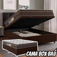 Imagem da promoção Cama Box Baú Casal Colchão Orthoface 138x188x66m Marrom