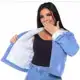JAQUETA JEANS FEMENINA LANÇAMENTO LAVAGEM CLARA em oferta