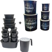 Imagem da promoção Conjunto mantimentos + kit potes 11 peças; Porta mantimentos + 11 potes tupperware; jogo latas + Kit