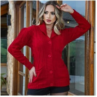 Imagem da promoção Casaco Feminino inverno cardigan trança lã