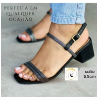 Imagem da promoção Sandalia Feminina VITRINE Bloco Medio Gliter Brilho