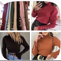 Imagem da promoção blusa moda feminina tricot linha Gola chacharrel manga babado botao sueter lançamento