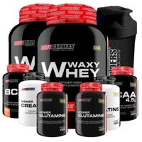 Imagem da promoção Kit 2x Waxy Whey Protein 900g + 2x Bcaa + 2x Creatina 100g + 2x Glutamina 100g + Coqueteleira