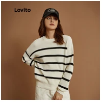 Imagem da promoção Lovito Casual Suéter Listrado Macio Alta Elasticidade L32UD004 (Off white)