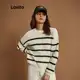 Lovito Casual Suéter Listrado Macio Alta Elasticidade L32UD004 (Off white) em oferta
