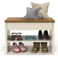 Imagem da oferta Sapateira Aberta para Porta e Hall de Entrada com Assento, Organizador Multiuso (OffWhite-Nature)