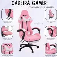 Imagem da promoção Cadeira Escritório Gamer Ergonômica Reclinável Confortável Com Rodinha E Apoio Para Os Pés