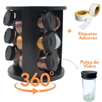 Imagem da promoção Porta Condimentos Giratório Tempero com 9 potes de Vidro