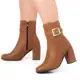 Bota Feminina Salto Alto Grosso Fivela Bico Quadrado Cano Curto Original Sofiolí Moda Confortável em oferta
