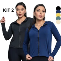 Imagem da promoção Kit 2 Casaco Blusa Treino Proteção Solar Uv Academia Ziper