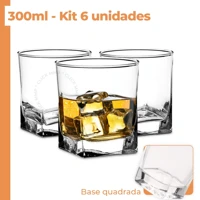 Imagem da promoção Kit 6 Copos Baixos De Vidro Whisky Conjunto Luxo Para Drink Bebidas 300ml Seu Lar