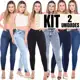 Kit 2 Calças Feminina Cintura Alta Jeans Com Lycra Levanta Bumbum em oferta