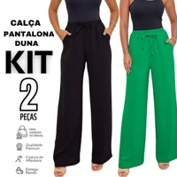 Imagem da promoção Kit 2 Calça Pantalona Duna Feminina Cintura Alta ENVIO IMEDIATO