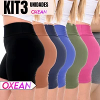 Imagem da promoção Kit 3 Shorts Legging Feminino Meia Coxa Cintura Alta Bermuda Zero Transparência