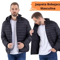 Imagem da promoção Jaqueta Bobojaco Masculina Blusa de Frio Impermeável Com Touca Capuz Removível Preto e Azul