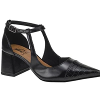 Imagem da promoção Sapato Feminino Scarpin Bico Fino com Salto Bloco Biqueira em Croco Fivela 18300