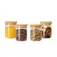 Kit 4 potes de vidro com tampa de bambu herméticos para mantimentos empilháveis 300ml em oferta