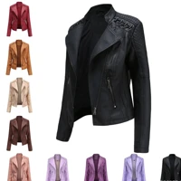 Imagem da promoção Jaqueta de couro feminina 5XG Plus Size Jaqueta curva fina retrô PU Jaquetas de couro Roupas de moto
